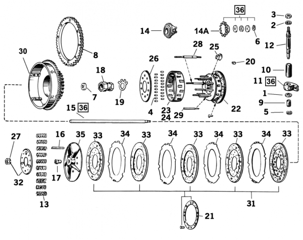 KUPPLUNGSTEILE FÜR BIG TWIN 1936-FRÜH 1984